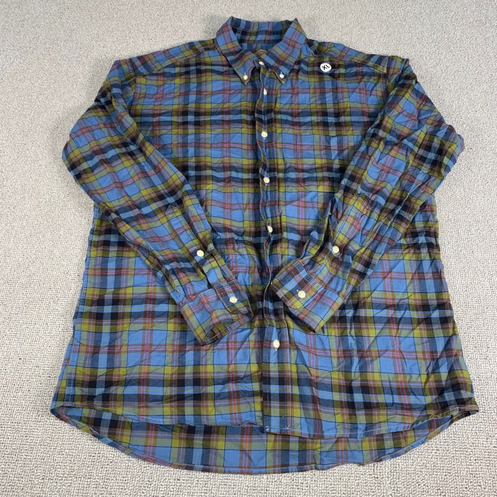 Bills Khakis Plaid Shirt Mens XL Blue Green Long Sleeve Button Down Sport Hunt